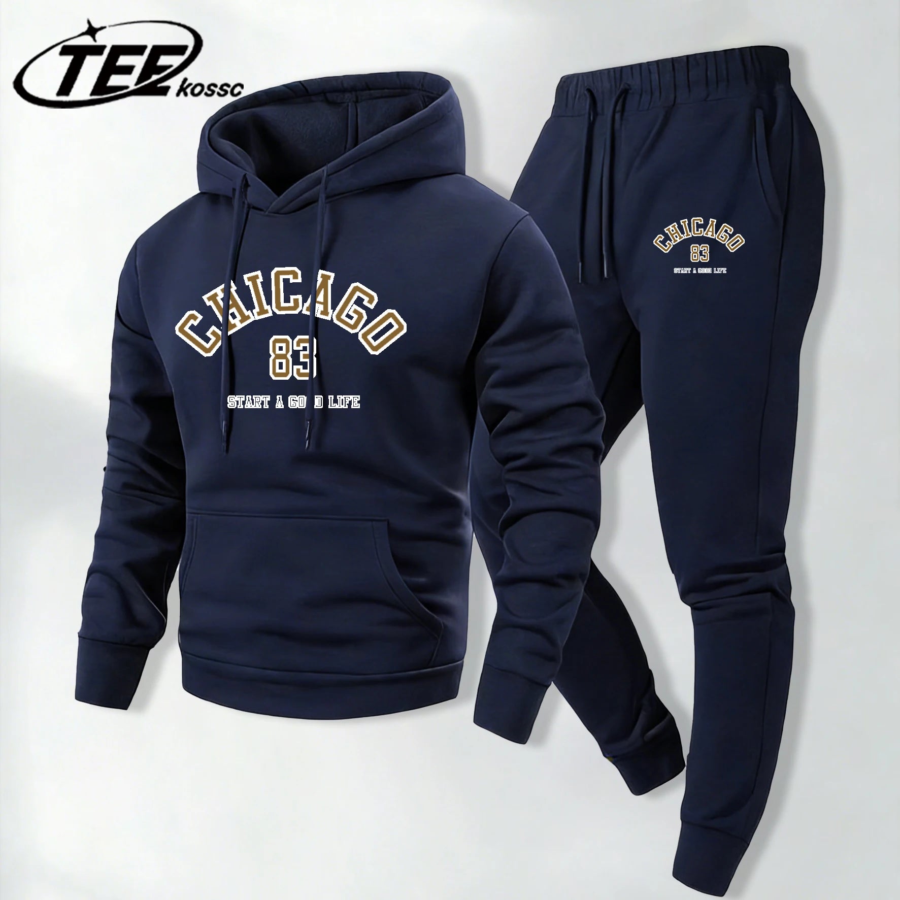 Chicago Atart A Good Life Men Streetwear Retro All-Match Tracksuit Loose Fleece Basics Pullover Unisex Autumn Fashion Suits