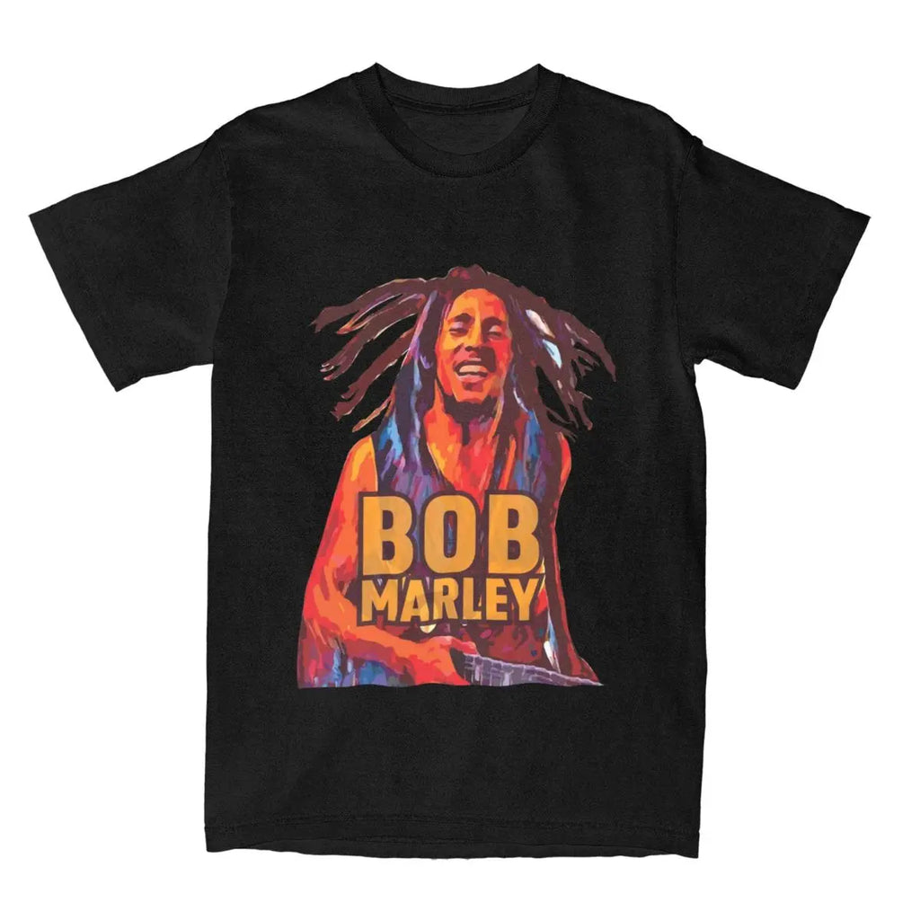 Retro ONE LOVE BOB MARLEY T Shirt Men's O-neck Short Sleeve Tops Cotton Summer Top Tee