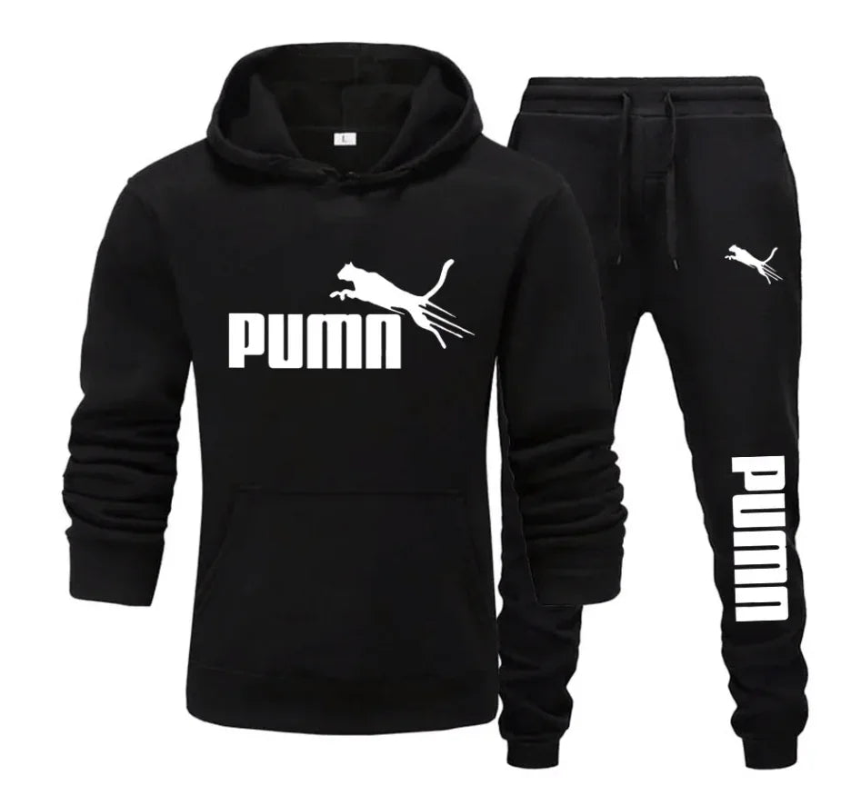 New men's hooded sweatshirt pants for autumn and winter - a fashionable and trendy fitness jogging casual sportswear set