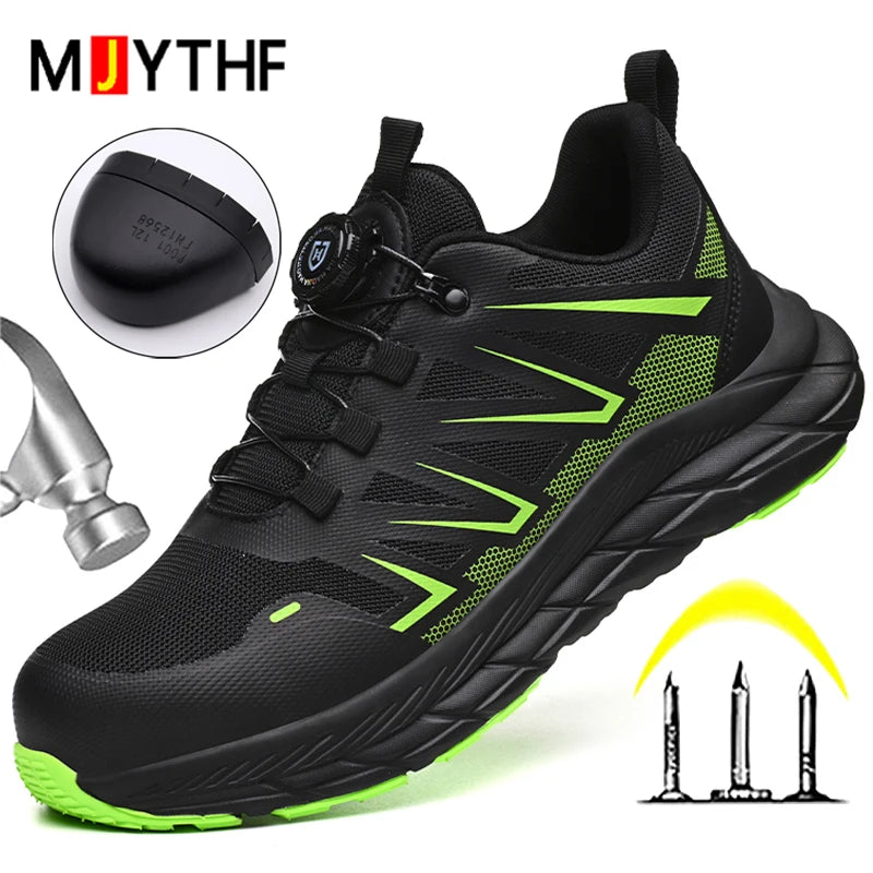 Rotate Button Women Safety Shoes Lightweight soft Work Sneakers Steel toe shoes Puncture-Proof Indestructible shoes Security