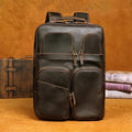 Vintage Retro Genuine Crazy Horse Leather Backpack Large Capacity Travel Rucksack with 14 Inch Laptop Compartment