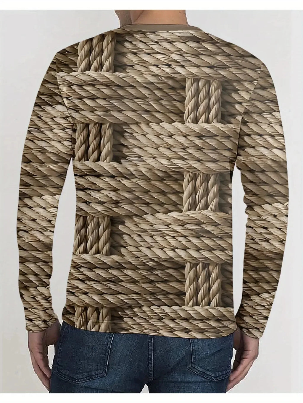 Men's 3D Print Geometric Pattern Long Sleeve T-Shirt Breathable Comfortable Slim Fit round Neck All-Season Casual Sports Top