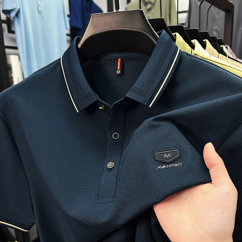 Light luxury brand men's short sleeve polo shirt summer new item high-end letter golf comfortable cotton casual business T-shirt