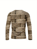 Men's 3D Print Geometric Pattern Long Sleeve T-Shirt Breathable Comfortable Slim Fit round Neck All-Season Casual Sports Top