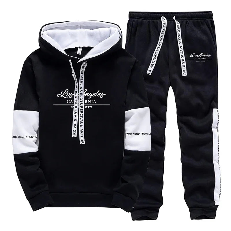 Men's Casual Hooded Tracksuit comfortable Spring Hot Sale quality Print Single Sweatshirt & Sweatpants Outdoor Sports Daily Wear