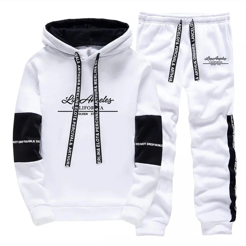 Men's Casual Hooded Tracksuit comfortable Spring Hot Sale quality Print Single Sweatshirt & Sweatpants Outdoor Sports Daily Wear