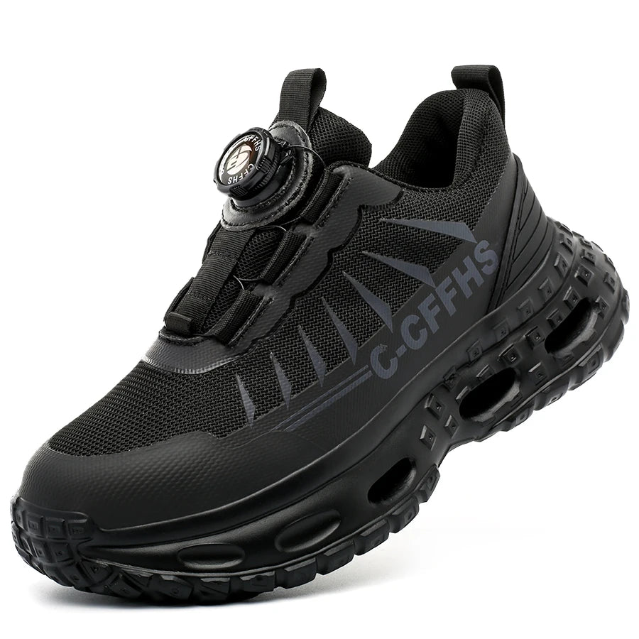 Rotating button Women Safety Shoes Anti-smash Anti puncture Work Shoes Steel toe Boots Protection Shoes Breathable Work Sneakers