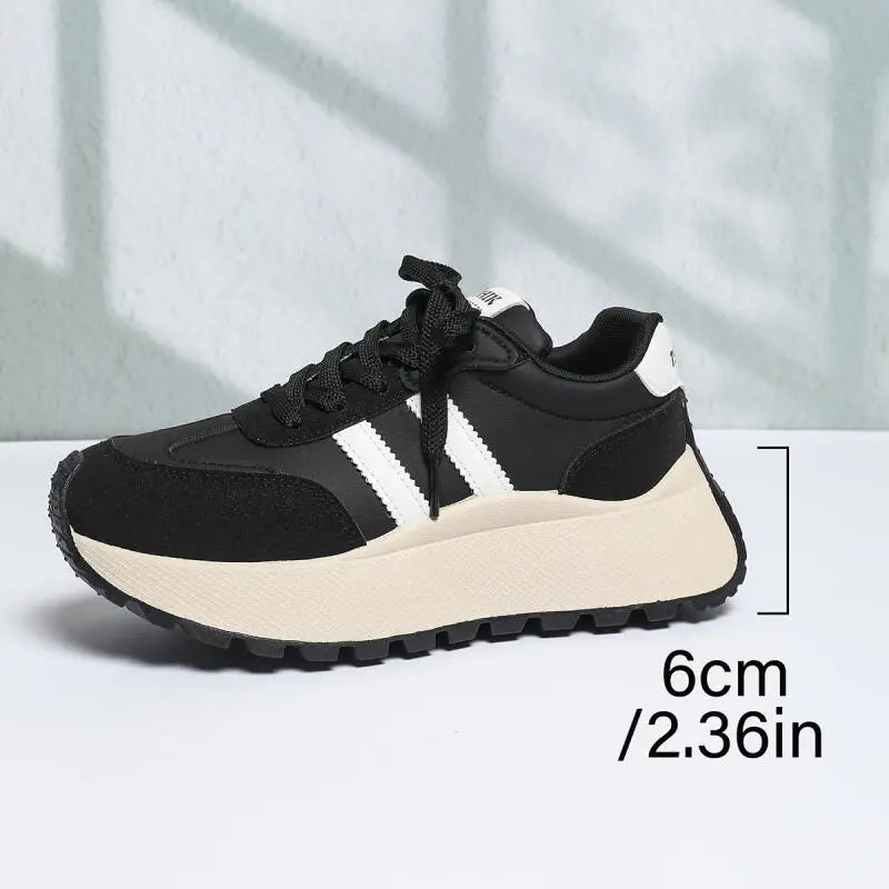 Brand Design Mix Color Comfort Platform Sneakers Women 2026 Spring Non Slip Thick Bottom Sneakers Woman's Lace Up Sports Shoes