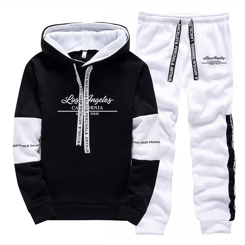 Men's Casual Hooded Tracksuit comfortable Spring Hot Sale quality Print Single Sweatshirt & Sweatpants Outdoor Sports Daily Wear