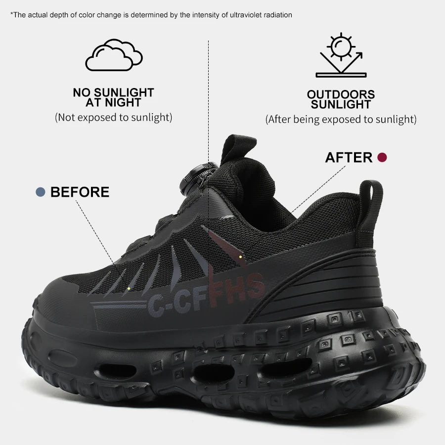 Rotating button Women Safety Shoes Anti-smash Anti puncture Work Shoes Steel toe Boots Protection Shoes Breathable Work Sneakers