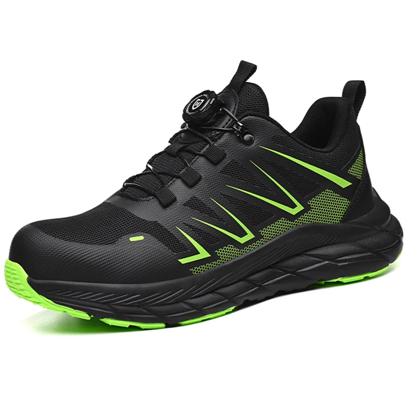 Rotate Button Women Safety Shoes Lightweight soft Work Sneakers Steel toe shoes Puncture-Proof Indestructible shoes Security