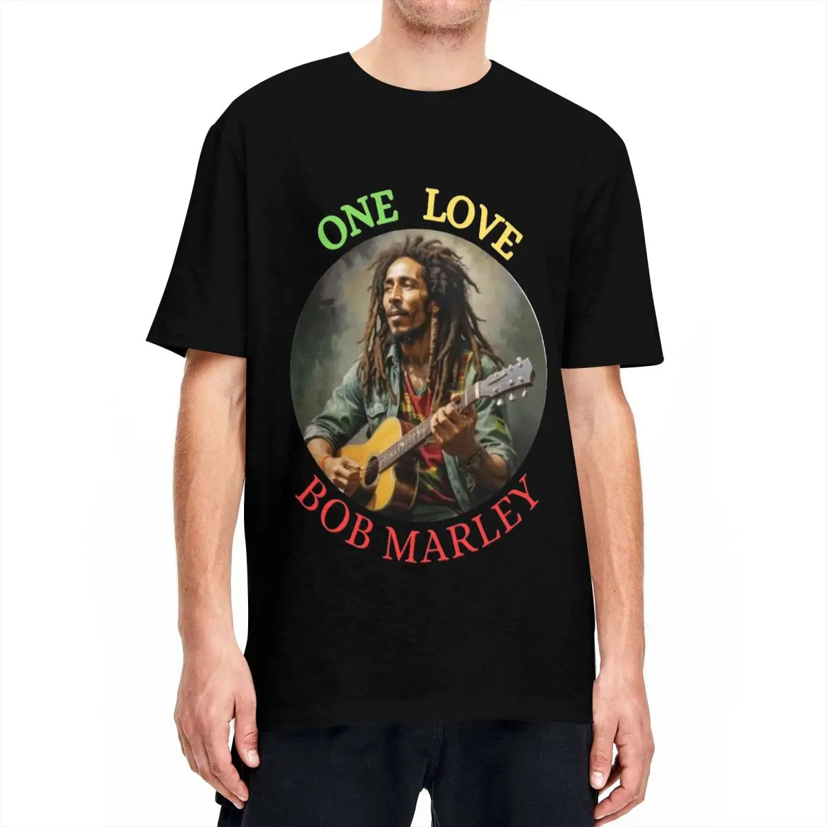 Retro ONE LOVE BOB MARLEY T Shirt Men's O-neck Short Sleeve Tops Cotton Summer Top Tee