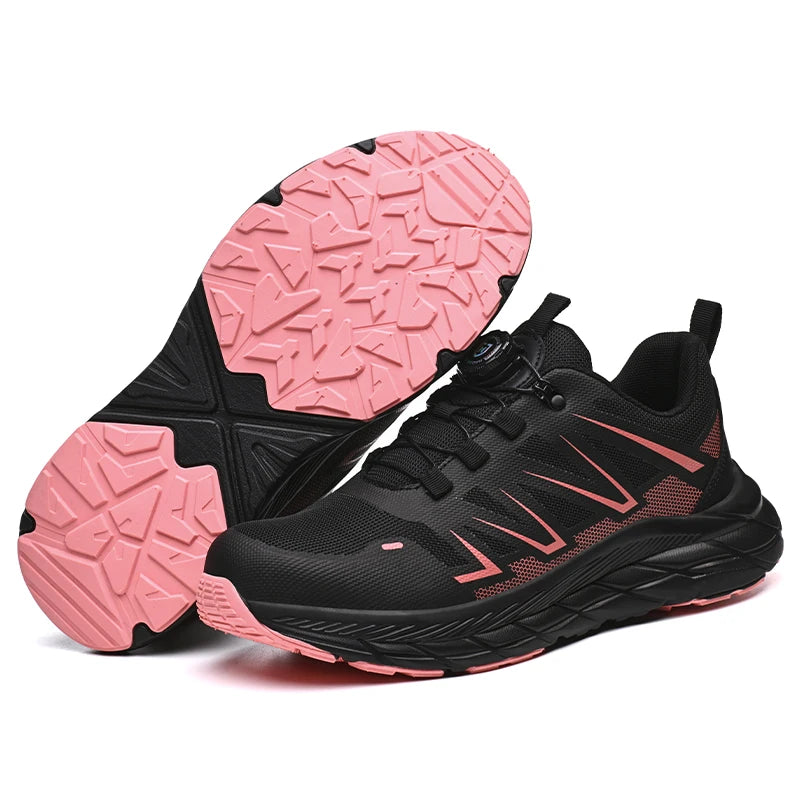 Rotate Button Women Safety Shoes Lightweight soft Work Sneakers Steel toe shoes Puncture-Proof Indestructible shoes Security
