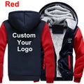Customized Your Logo Men's Winter Thick Jackets Long Sleeve Zip Up Hoodies Fashion Outdoor Warm Loose Coat Personalized Clothing