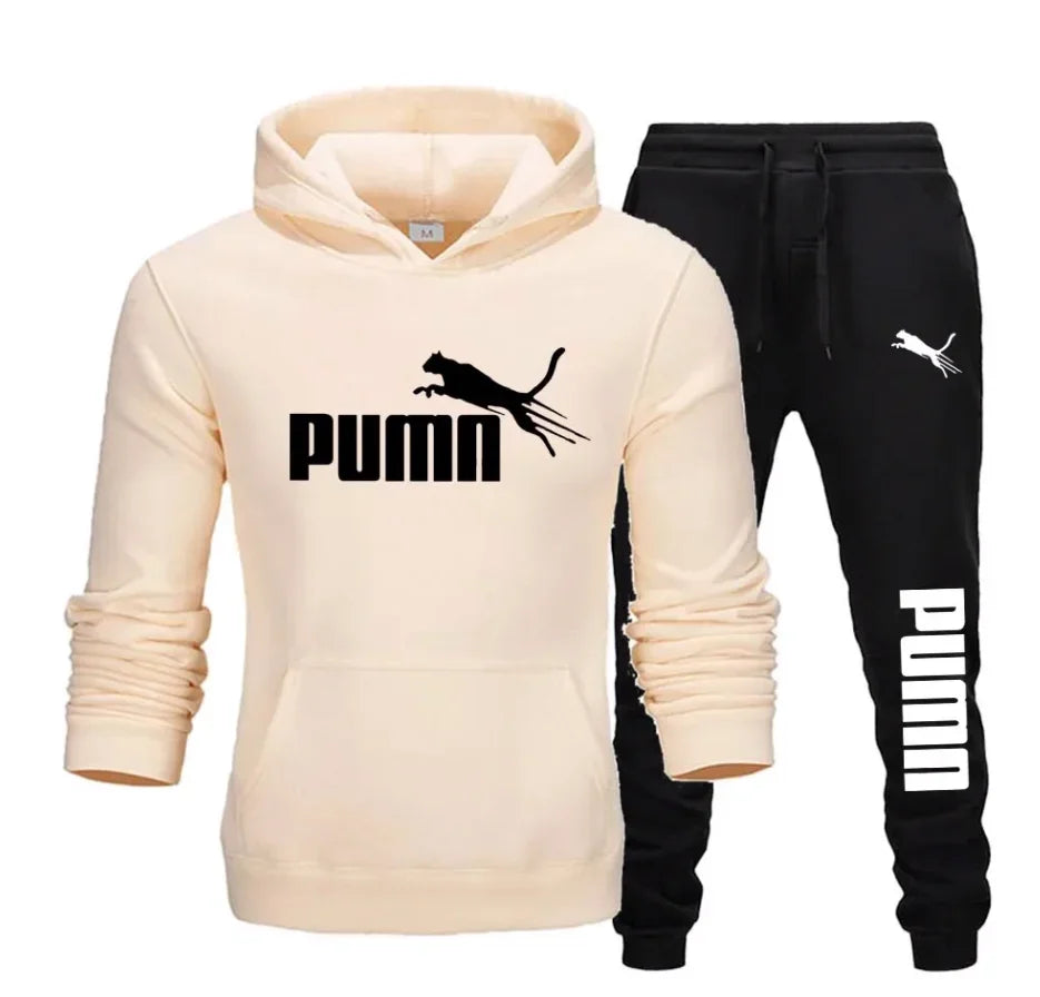 New men's hooded sweatshirt pants for autumn and winter - a fashionable and trendy fitness jogging casual sportswear set